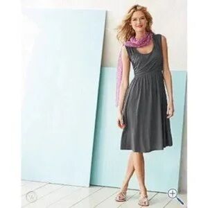 Garnet Hill Sleeveless Cotton Modal Blend Lined Dark Gray Dress Size 4